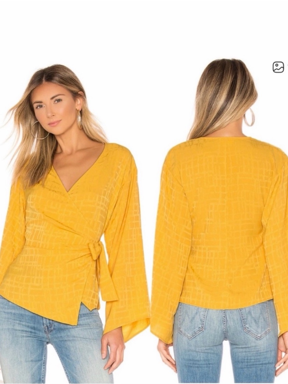 Lovers + Friends Clarese Wrap Blouse in Honey Yellow, Small